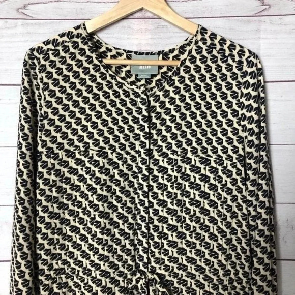 Anthropologie Maeve Selva Black & Ecru Printed Long Sleeve Tunic S - Picture 4 of 6
